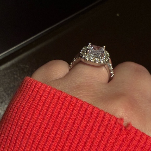 Radiant Silver and White Crystal Ring main image 8